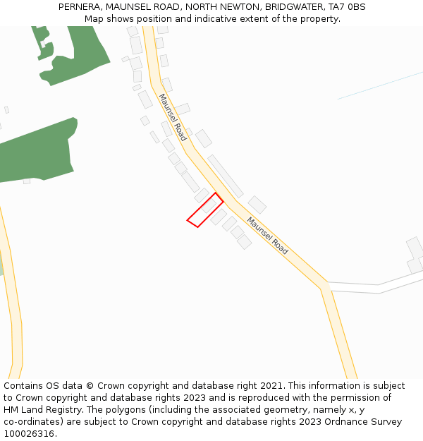 PERNERA, MAUNSEL ROAD, NORTH NEWTON, BRIDGWATER, TA7 0BS: Location map and indicative extent of plot