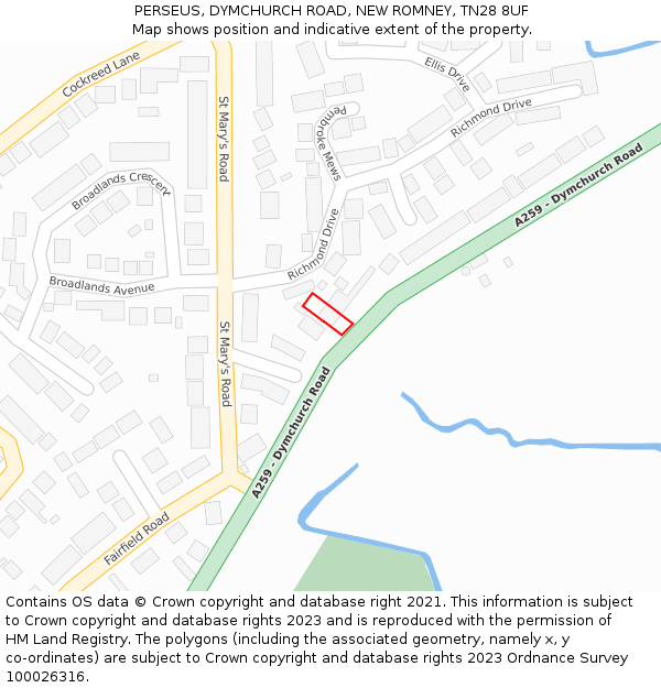 PERSEUS, DYMCHURCH ROAD, NEW ROMNEY, TN28 8UF: Location map and indicative extent of plot