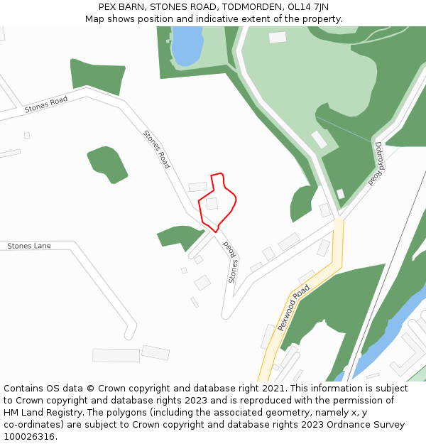 PEX BARN, STONES ROAD, TODMORDEN, OL14 7JN: Location map and indicative extent of plot