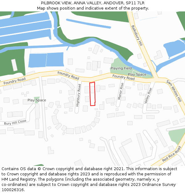 PILBROOK VIEW, ANNA VALLEY, ANDOVER, SP11 7LR: Location map and indicative extent of plot