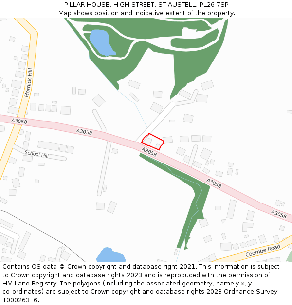 PILLAR HOUSE, HIGH STREET, ST AUSTELL, PL26 7SP: Location map and indicative extent of plot