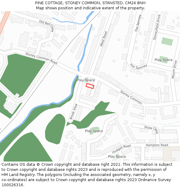 PINE COTTAGE, STONEY COMMON, STANSTED, CM24 8NH: Location map and indicative extent of plot