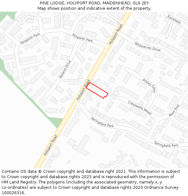 PINE LODGE, HOLYPORT ROAD, MAIDENHEAD, SL6 2EY: Location map and indicative extent of plot