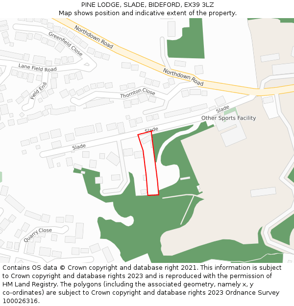 PINE LODGE, SLADE, BIDEFORD, EX39 3LZ: Location map and indicative extent of plot
