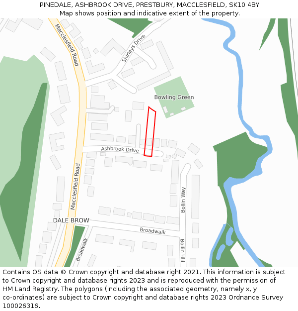 PINEDALE, ASHBROOK DRIVE, PRESTBURY, MACCLESFIELD, SK10 4BY: Location map and indicative extent of plot