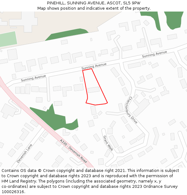 PINEHILL, SUNNING AVENUE, ASCOT, SL5 9PW: Location map and indicative extent of plot