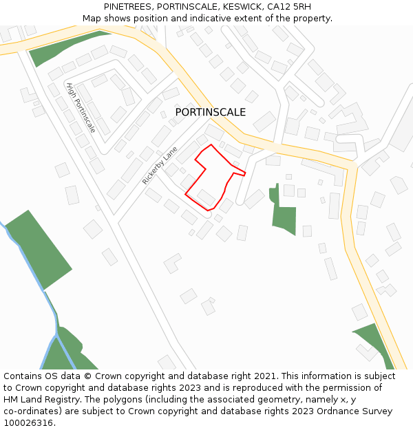 PINETREES, PORTINSCALE, KESWICK, CA12 5RH: Location map and indicative extent of plot