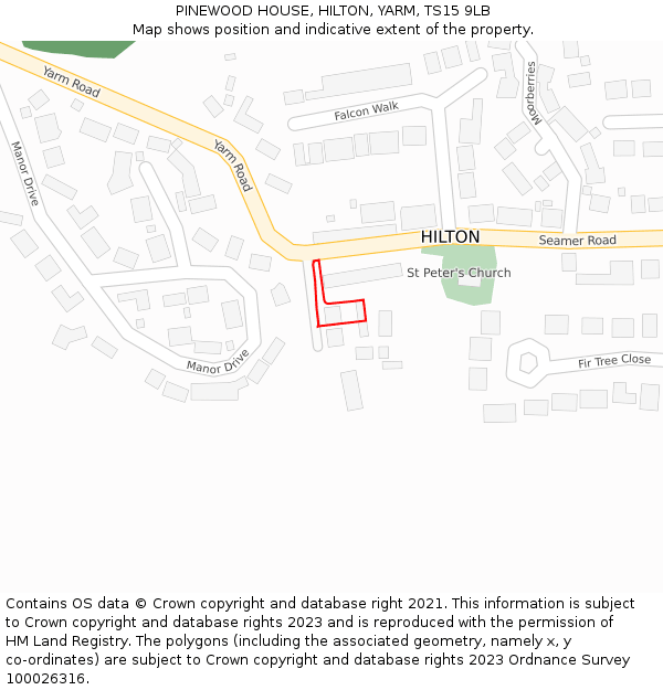 PINEWOOD HOUSE, HILTON, YARM, TS15 9LB: Location map and indicative extent of plot