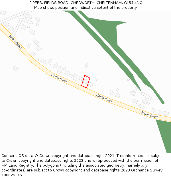 PIPERS, FIELDS ROAD, CHEDWORTH, CHELTENHAM, GL54 4NQ: Location map and indicative extent of plot