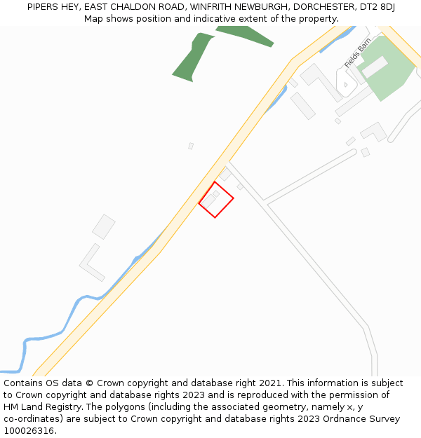 PIPERS HEY, EAST CHALDON ROAD, WINFRITH NEWBURGH, DORCHESTER, DT2 8DJ: Location map and indicative extent of plot