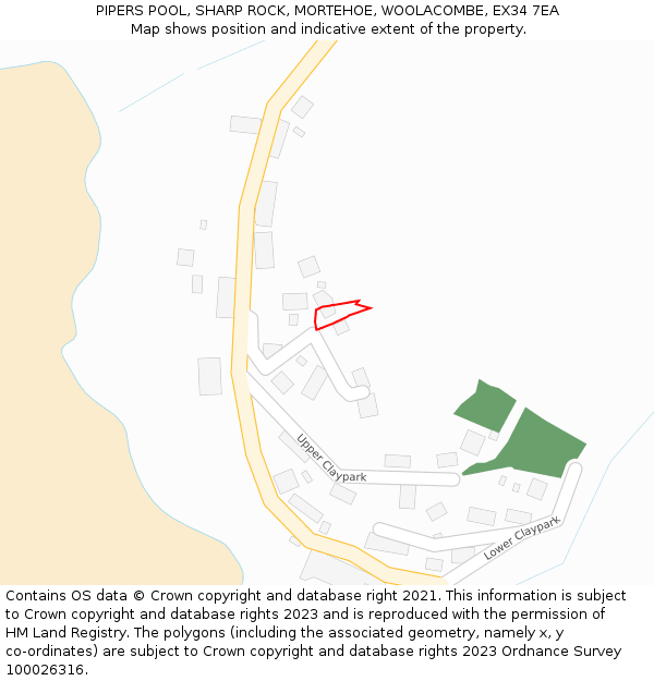 PIPERS POOL, SHARP ROCK, MORTEHOE, WOOLACOMBE, EX34 7EA: Location map and indicative extent of plot