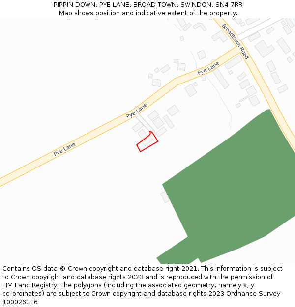 PIPPIN DOWN, PYE LANE, BROAD TOWN, SWINDON, SN4 7RR: Location map and indicative extent of plot