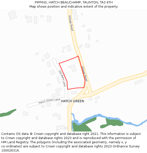 PIPPINS, HATCH BEAUCHAMP, TAUNTON, TA3 6TH: Location map and indicative extent of plot