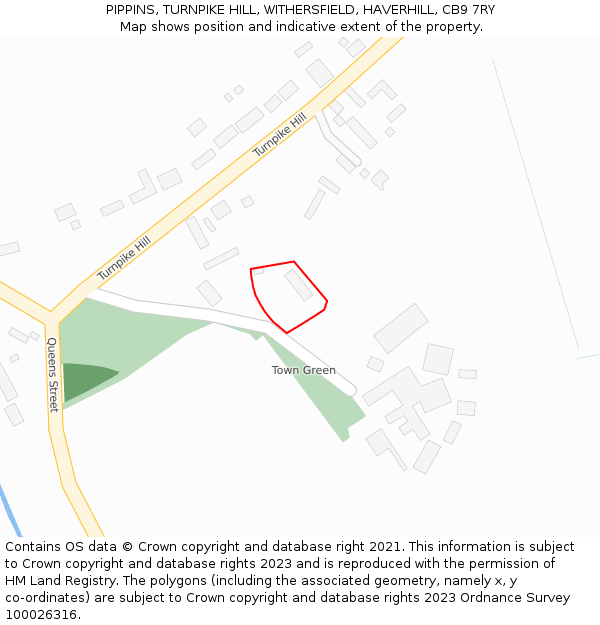 PIPPINS, TURNPIKE HILL, WITHERSFIELD, HAVERHILL, CB9 7RY: Location map and indicative extent of plot