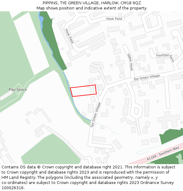 PIPPINS, TYE GREEN VILLAGE, HARLOW, CM18 6QZ: Location map and indicative extent of plot