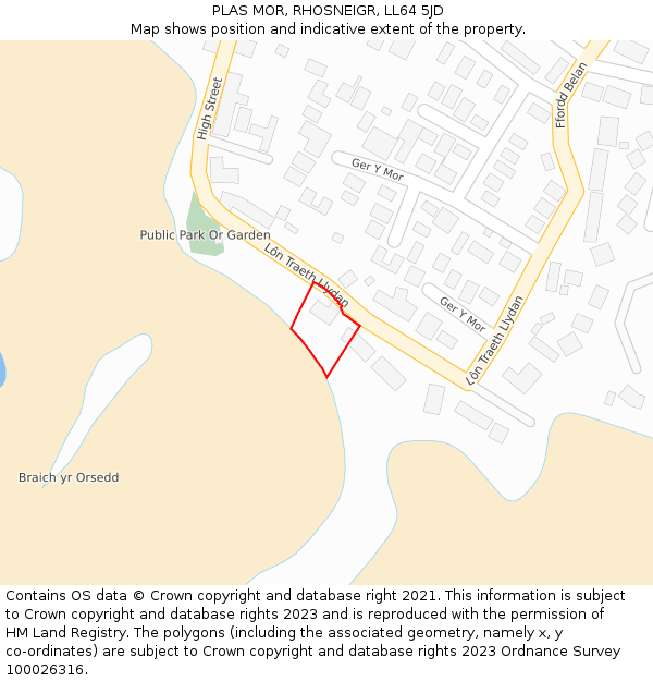 PLAS MOR, RHOSNEIGR, LL64 5JD: Location map and indicative extent of plot