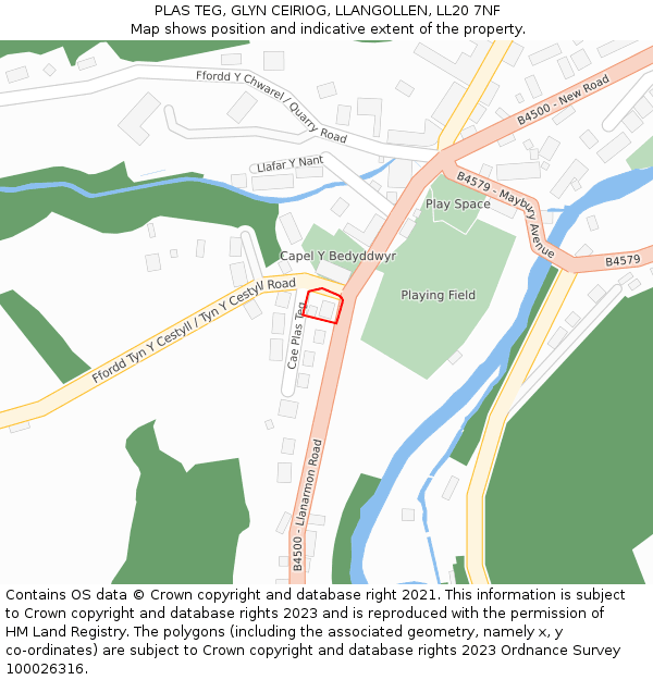 PLAS TEG, GLYN CEIRIOG, LLANGOLLEN, LL20 7NF: Location map and indicative extent of plot