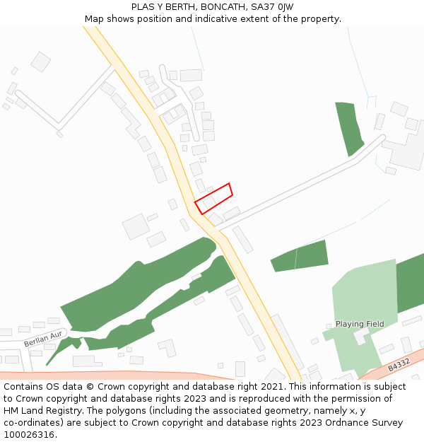 PLAS Y BERTH, BONCATH, SA37 0JW: Location map and indicative extent of plot