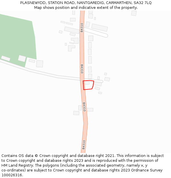 PLASNEWYDD, STATION ROAD, NANTGAREDIG, CARMARTHEN, SA32 7LQ: Location map and indicative extent of plot