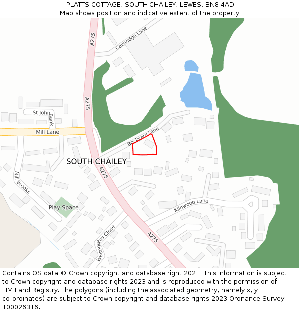 PLATTS COTTAGE, SOUTH CHAILEY, LEWES, BN8 4AD: Location map and indicative extent of plot