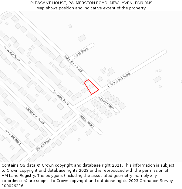 PLEASANT HOUSE, PALMERSTON ROAD, NEWHAVEN, BN9 0NS: Location map and indicative extent of plot