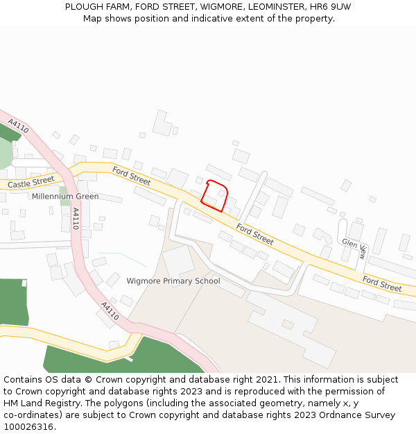 PLOUGH FARM, FORD STREET, WIGMORE, LEOMINSTER, HR6 9UW: Location map and indicative extent of plot