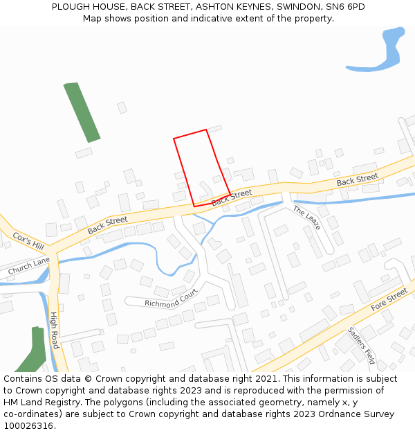 PLOUGH HOUSE, BACK STREET, ASHTON KEYNES, SWINDON, SN6 6PD: Location map and indicative extent of plot