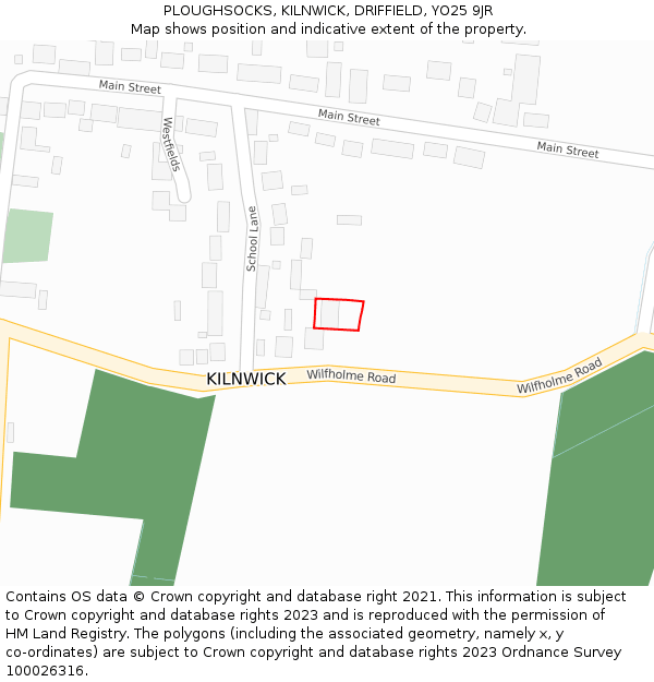 PLOUGHSOCKS, KILNWICK, DRIFFIELD, YO25 9JR: Location map and indicative extent of plot