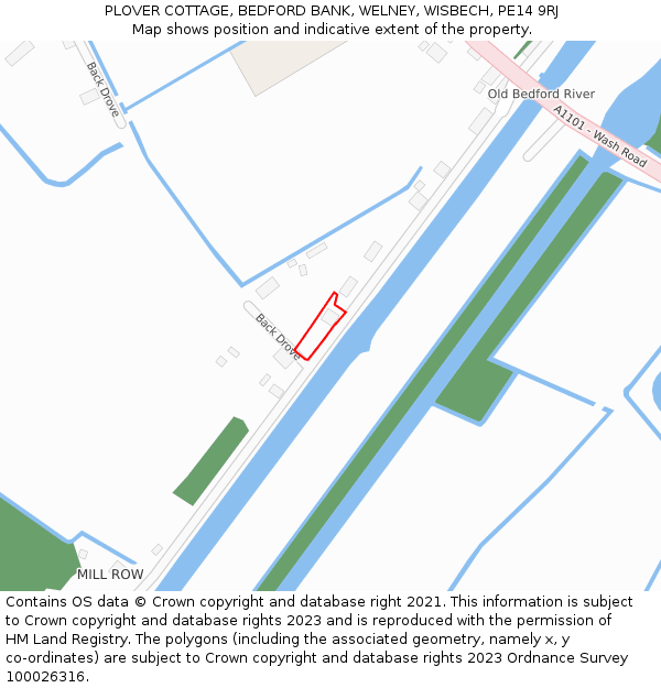 PLOVER COTTAGE, BEDFORD BANK, WELNEY, WISBECH, PE14 9RJ: Location map and indicative extent of plot