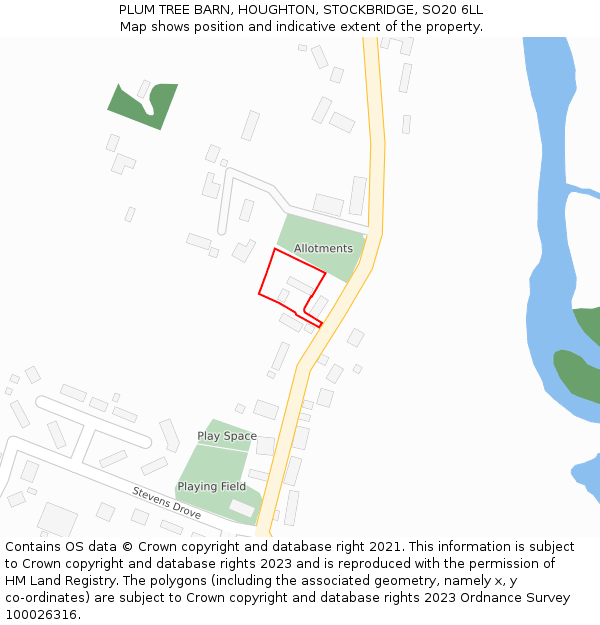 PLUM TREE BARN, HOUGHTON, STOCKBRIDGE, SO20 6LL: Location map and indicative extent of plot