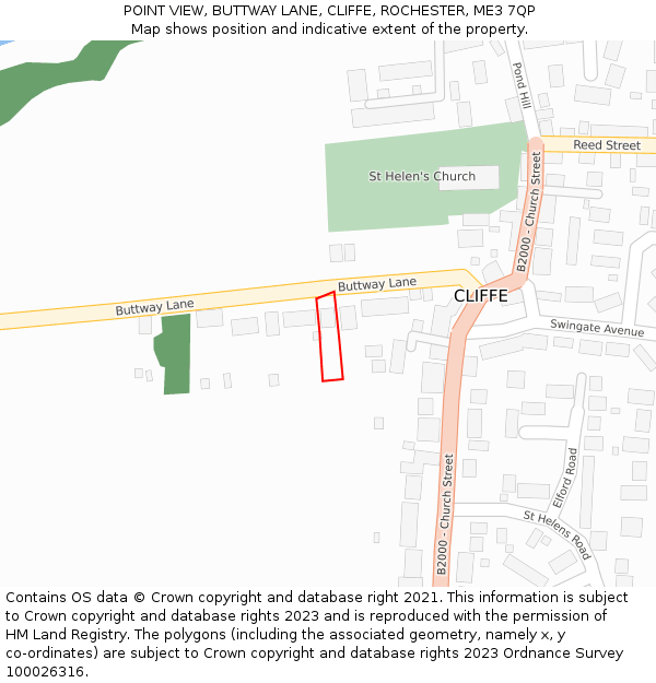 POINT VIEW, BUTTWAY LANE, CLIFFE, ROCHESTER, ME3 7QP: Location map and indicative extent of plot