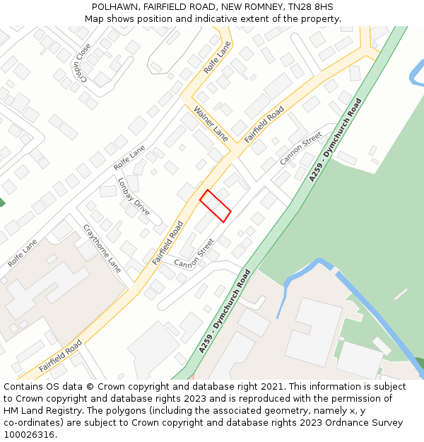 POLHAWN, FAIRFIELD ROAD, NEW ROMNEY, TN28 8HS: Location map and indicative extent of plot