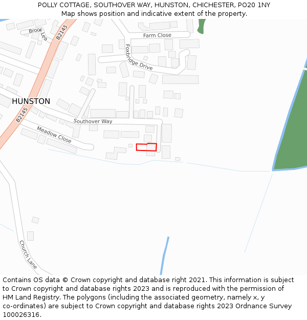 POLLY COTTAGE, SOUTHOVER WAY, HUNSTON, CHICHESTER, PO20 1NY: Location map and indicative extent of plot