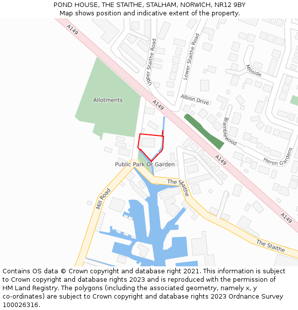 POND HOUSE, THE STAITHE, STALHAM, NORWICH, NR12 9BY: Location map and indicative extent of plot