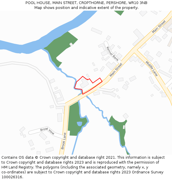 POOL HOUSE, MAIN STREET, CROPTHORNE, PERSHORE, WR10 3NB: Location map and indicative extent of plot