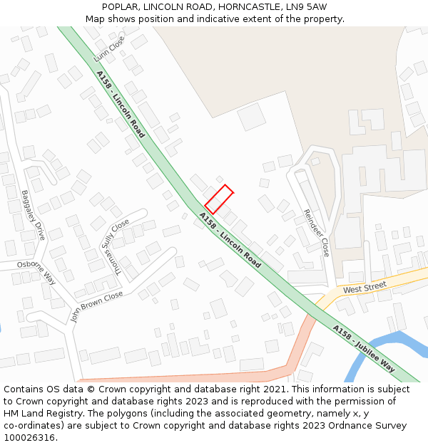 POPLAR, LINCOLN ROAD, HORNCASTLE, LN9 5AW: Location map and indicative extent of plot