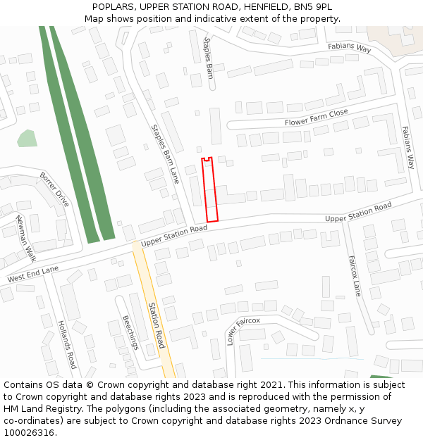 POPLARS, UPPER STATION ROAD, HENFIELD, BN5 9PL: Location map and indicative extent of plot