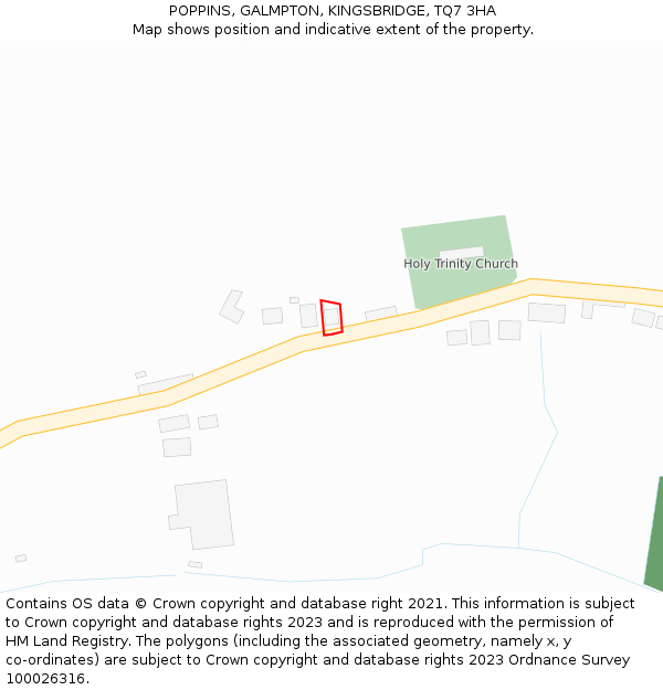 POPPINS, GALMPTON, KINGSBRIDGE, TQ7 3HA: Location map and indicative extent of plot