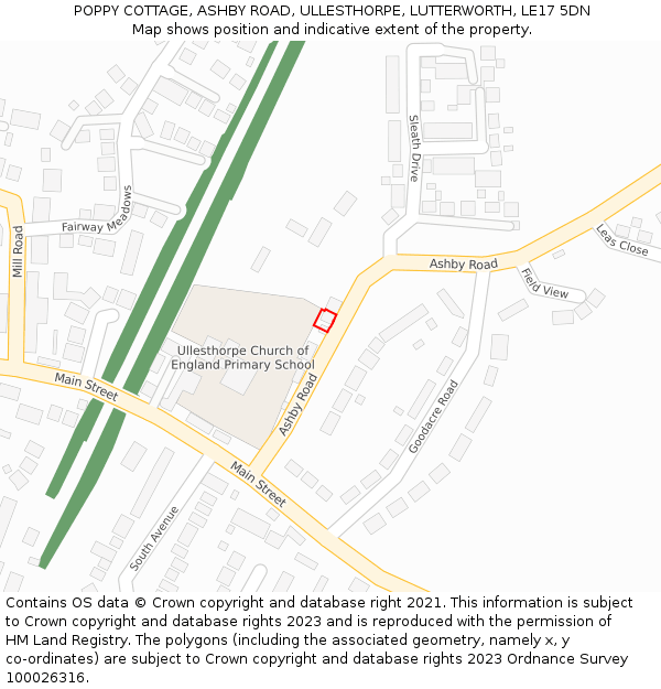 POPPY COTTAGE, ASHBY ROAD, ULLESTHORPE, LUTTERWORTH, LE17 5DN: Location map and indicative extent of plot