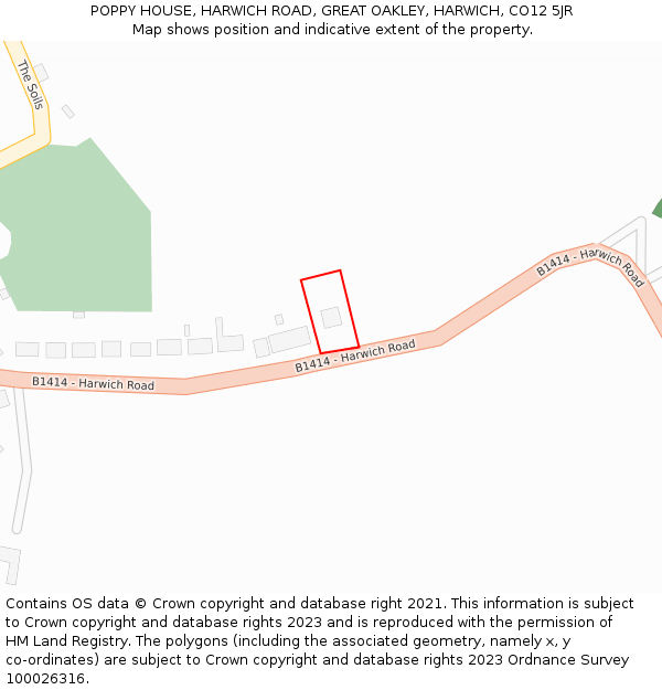 POPPY HOUSE, HARWICH ROAD, GREAT OAKLEY, HARWICH, CO12 5JR: Location map and indicative extent of plot