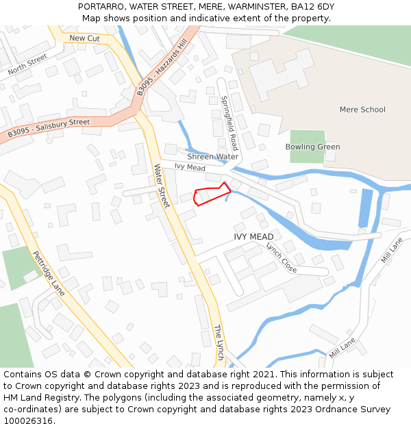 PORTARRO, WATER STREET, MERE, WARMINSTER, BA12 6DY: Location map and indicative extent of plot