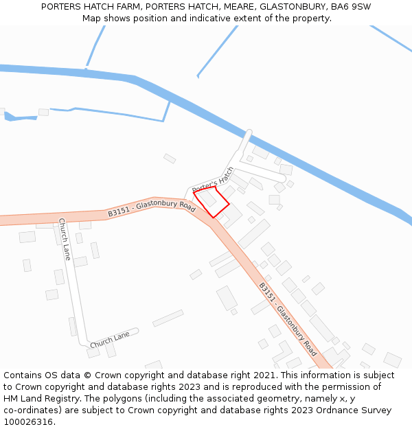 PORTERS HATCH FARM, PORTERS HATCH, MEARE, GLASTONBURY, BA6 9SW: Location map and indicative extent of plot