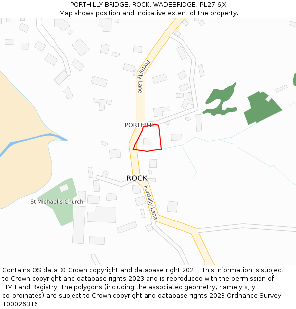 PORTHILLY BRIDGE, ROCK, WADEBRIDGE, PL27 6JX: Location map and indicative extent of plot