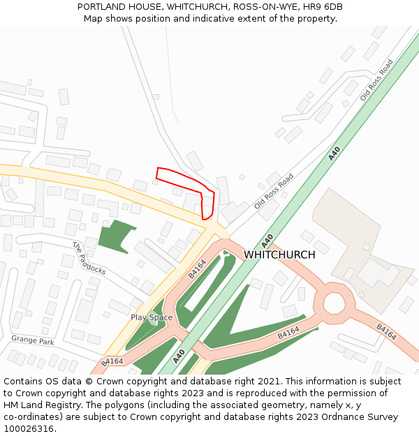 PORTLAND HOUSE, WHITCHURCH, ROSS-ON-WYE, HR9 6DB: Location map and indicative extent of plot