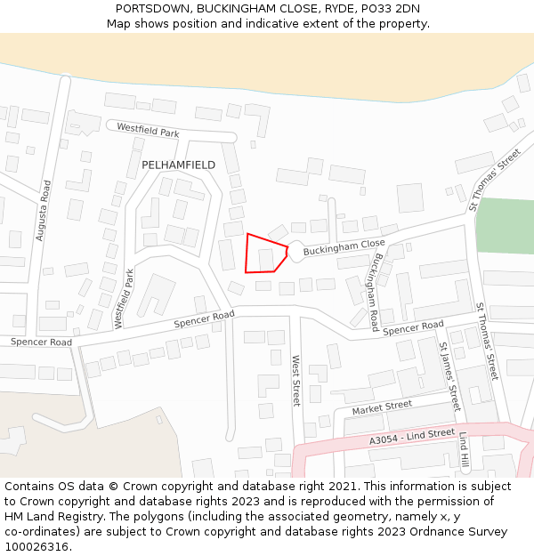 PORTSDOWN, BUCKINGHAM CLOSE, RYDE, PO33 2DN: Location map and indicative extent of plot