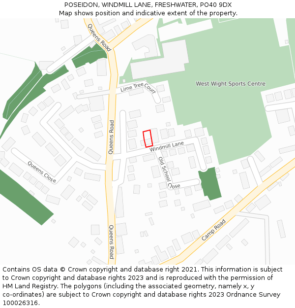 POSEIDON, WINDMILL LANE, FRESHWATER, PO40 9DX: Location map and indicative extent of plot