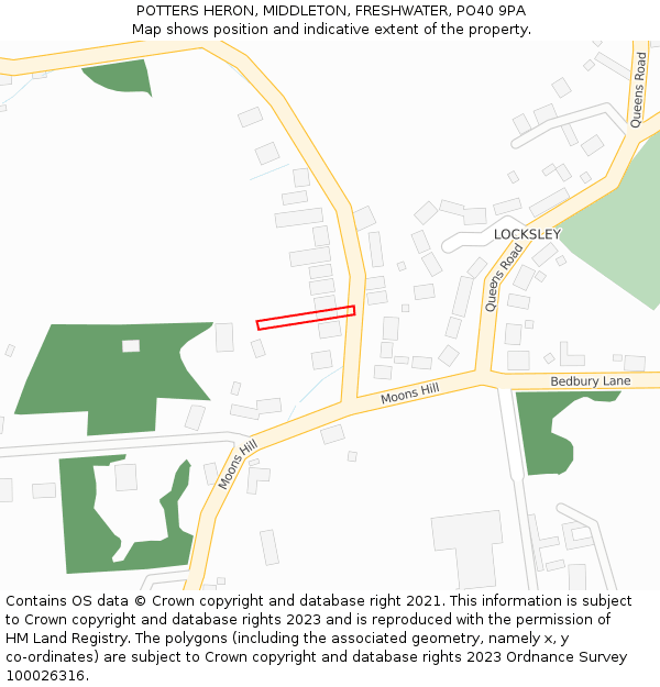 POTTERS HERON, MIDDLETON, FRESHWATER, PO40 9PA: Location map and indicative extent of plot