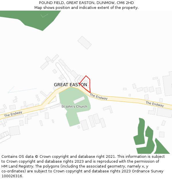 POUND FIELD, GREAT EASTON, DUNMOW, CM6 2HD: Location map and indicative extent of plot