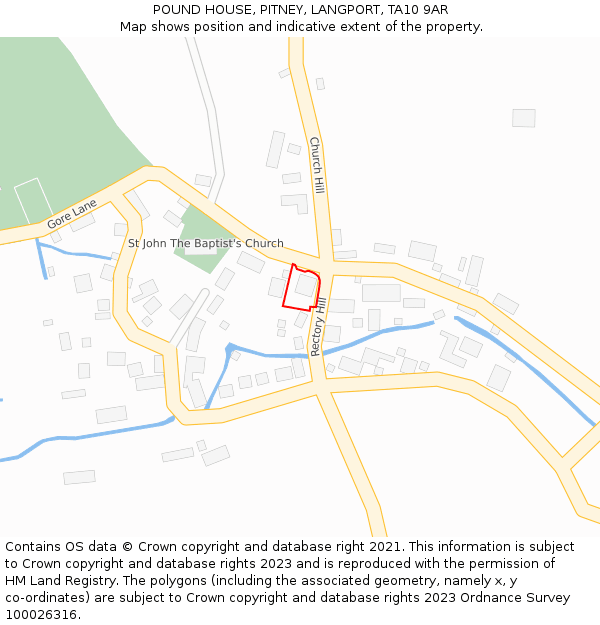 POUND HOUSE, PITNEY, LANGPORT, TA10 9AR: Location map and indicative extent of plot