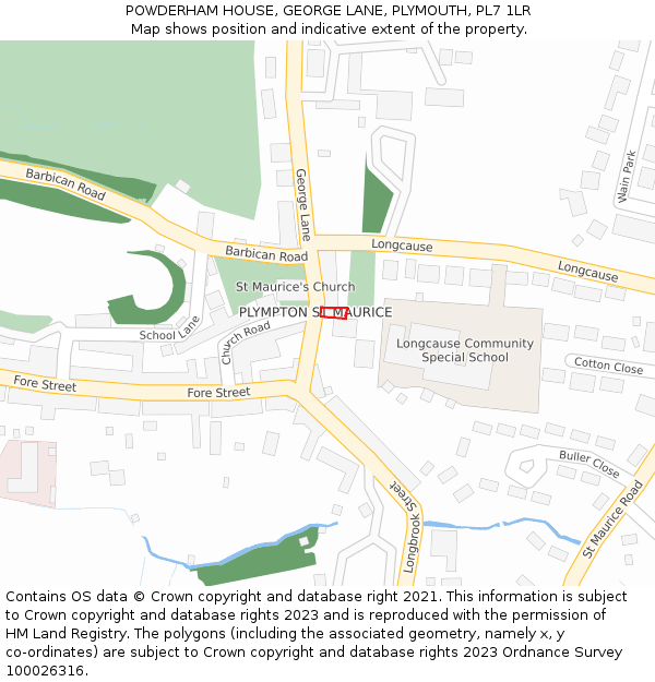 POWDERHAM HOUSE, GEORGE LANE, PLYMOUTH, PL7 1LR: Location map and indicative extent of plot